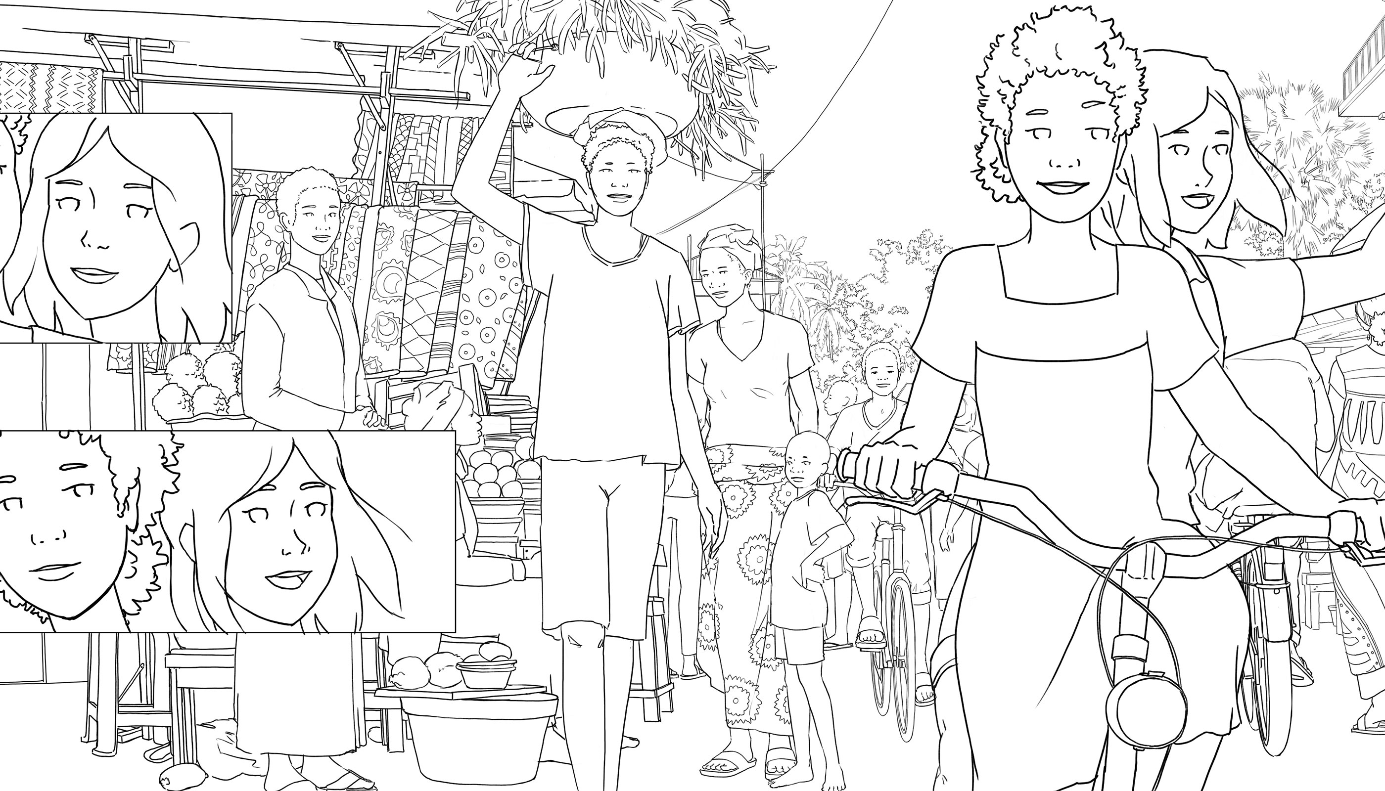 Petit tour au marché, dessin souvenir de Ouagadougou